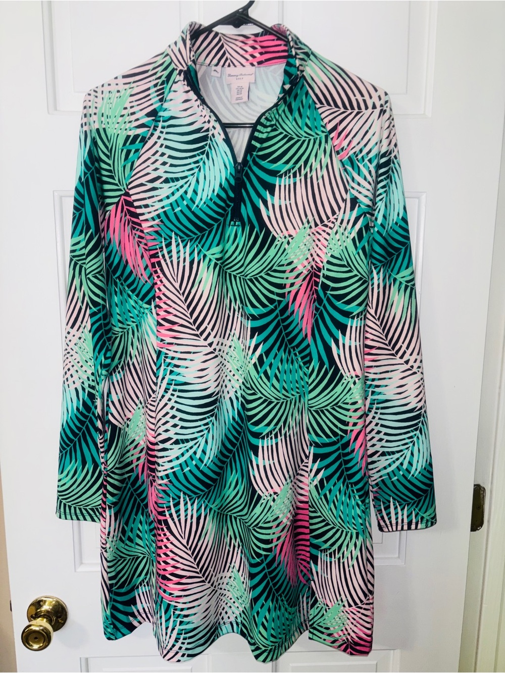 Tommy Bahama Golf Tropical Palm Print Long Sleeve Athletic Dress